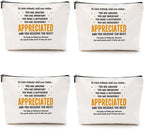 4pcs Inspirational Makeup Bag Employee Thank You Appreciation Gifts Cosmetic Bag Zipper Pouch Encouragement Gifts for Women Coworkers Boss Lady Manager Friend Christmas Birthday Gift