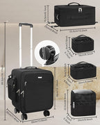 Relavel Rolling Makeup Case–Professional Makeup Train Case,Makeup Artist Travel Bag with Wheels,8-in-1 Portable Travel Beauty Trolley Case for Cosmetology Storage(Black)