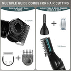 Hatteker 8-in-1 Mens Grooming Kit - Zero-Gap T-Blade Trimmer, IPX7 Waterproof Cordless Set with Hair Clipper/Beard Trimmer/Nose Trimmer, USB Rechargeable (1.5H Charge 180M Use) for Home & Travel