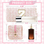 Personalized Quilted Cosmetic Bag, Puffy Monogrammed Christmas Birthday Gifts for Women & Girls, Cute initial Floral Makeup Bag Puffer Coquette Bag, Aesthetic Travel Toiletry Zipper Pouch(Pink,Z)