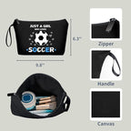 Soccer Cosmetic Makeup Bag, Soccer Gifts for Girls, Travel Organizer, Multifunctional Cosmetic Bag, Black