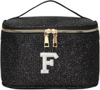 EURYNOME Makeup Bag with Custom Letter F, Water-Resistant Travel Organizer Pouch, (8.3x5.1x5.1 Inch) Cosmetic Case for Women
