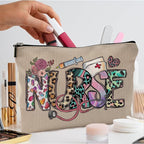 Nurse Makeup Bags - Cosmetic Bags With Zipper for Nursing Students (Brown)