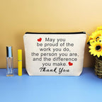 Thank You Gifts for Women Social Worker Makeup Bag Inspirational Gifts for Friends Colleague Coworker Employee Appreciation Gift for Nurse Mentor Teacher Thanksgiving Birthday Gift Cosmetic Bag Pouch