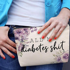 Diabetes Care Funny Gifts for Women, Funny Diabetes Travel Case, Diabetes Care Gag Gifts Mothers Day Birthday Gifts for Women Grandma All My Diabetes Shit Diabetic Bags for Supplies