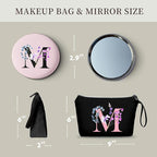 Birthday Maid of Honor Gifts for Women Her Mom Team Teacher Friend Bridesmaid Bride Personalized Makeup Cosmetic Bag with Mirror Valentines Mothers Day Christmas Graduation M