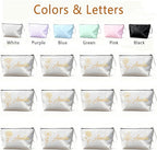 Personalized Makeup Bag Initial&Birth Flower Custom Small Travel Cosmetic Bag with Name Cute Makeup Bag for Women Girls