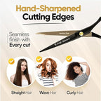 Professional Hair Cutting Scissors - Krisp Shave Stainless Steel Barber Salon Quality Scissor (6 Inch) - Shears for Men's Beard Mustache Women Kids Pets Haircut All Purpose Shear
