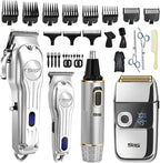DSP 4-in-1 Pro Barber Kit: Cordless Hair Clipper, Trimmer, Shaver & Nose Hair Remover - Styling & Grooming Set with Scissors, Fade Tools, LED Display