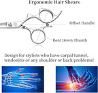 Moontay 5.5" Hair Cutting Shears with Large Finger Holes, Professional Barber Stylist Thinning Shears, Salon Hair Cutting Scissors, 440C Japanese Stainless Steel, Silver