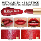 Oulac Red Lipstick Christmas Gifts for Women - Metallic 3D Shine Lightweight Hydrating Formula, High Impact Lip Color, Full Coverage Lip Makeup, Cherry Bomb(12)
