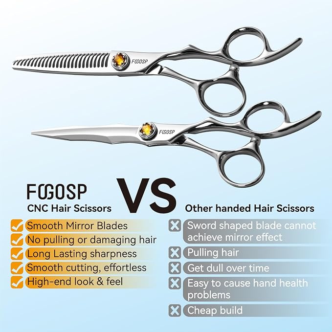 6" Professional Hair Shears Set Japanese VG10 Stainless Steel Sharp CNC Scissors Lightweight Smooth Cutting Barbers Straight and Thinning Scissors Kit for Salon Professionals