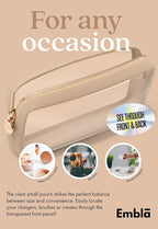 Clear Makeup Bag Zipper Pouch, Transparent Cosmetic Case Organizer, TSA Approved Travel Toiletry Case, Travel Accessories Essentials Makeup Tote for Women, Small Cute Make up Bag for Purse - Sand