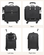 Relavel Rolling Makeup Train Case with 6 Pcs Clear Makeup Bags, Hairstylist Traveling Bag with 4 Wheels, Heat Insulation Full Layer, Adjustable Dividers, Hair Tools and Cosmetics Storage Organizer