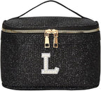 EURYNOME Makeup Bag with Custom Letter L, Water-Resistant Travel Organizer Pouch, (8.3x5.1x5.1 Inch) Cosmetic Case for Women