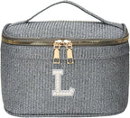 EURYNOME Makeup Bag with Custom Letter L, Water-Resistant Travel Organizer Pouch, (8.3x5.1x5.1 Inch) Cosmetic Case for Women