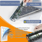 One Way Privacy Film, Window Tint for Home,Daytime Reflective, Anti UV Static Cling Sliding Door Coverings No Glue Garage Solar Paper (Silver-Leaves, 17.5 x 78.7 in)