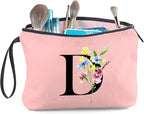 Women Birthday Maid of Honor Monogrammed Gifts for Bride Bridesmaid Sister Friend Her Teacher Makeup Cosmetic Bag with Mirror Mothers Day Christmas Graduation D