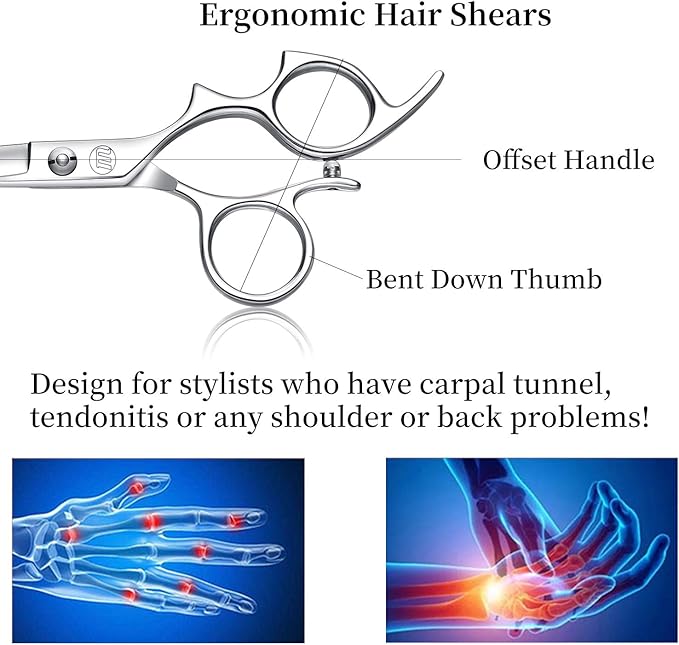 Moontay 6.0" Hair Cutting Shears with Large Finger Holes, Professional Barber Stylist Scissors, Salon Hair Cutting Scissors, 440C Japanese Stainless Steel, Silver