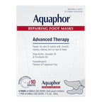 Aquaphor Repairing Foot Masks, Moisturizing Socks for Dry Feet, Hydrating Foot Care Treatment with Avocado Oil and Shea Butter, Pack of 6