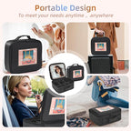 Travel Makeup Bag with LED Mirror,Removable Mirror with 3 Color Modes,Portable makeup travel organizer for Women,Makeup Case with 8 Adjustable EVA Dividers,Cosmetic Train Case with Lighted Mirror