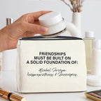 Friendship Gifts Makeup Bag, Funny Gifts for Women Friends, Best Friend Bestie Gifts Foundations of Friendship Zipper Makeup Pouch