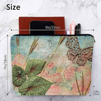 Women Cosmetic Bag Butterfly, Pond Green Leaves Floral Butterflies Cute Makeup Bag For Purse Cosmetic Travel Bag For Toiletries Makeup Storage Bag Flax Skincare Bag Make Up Pouch Bags