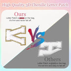 Small Personalized Letter Makeup Bag, Cute PU Leather Chenille Letters Cosmetic Bag Travel Makeup Pouch, Preppy Travel Organizer Zipper Pouch for Women&Girls（White-P）