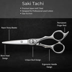 Saki Tachi Skull Screw Barber Shears/Scissors - 6 Inch Professional Barber Hair Scissors for Men - Japanese Steel
