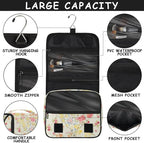 Yellow Flower Travel Toiletry Bag with Hanging Hook for Women and Girls, Rose Floral Cosmetic Makeup Case Organizer for Accessories, Shampoo, Full Sized Container, Toiletries