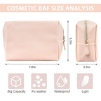 GFU Makeup Bag Large Travel Zipper Cosmetic Pouch, Water Resistant PU Leather Toiletry Organizer for Women and Girls, Light Champagne Pink