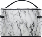 Makeup Bag, White Marble Travel Makeup Organizer Bag Cosmetic Cases Toiletry Bags for Girl Women Ladies