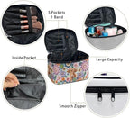 Boho Mandala Highland Cattle Pattern Travel Makeup Bags for Women Portable Tote Cosmetic Case with Carry Handle Toiletry Accessories Storage Organizer Bags