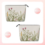 MOLAIGIN Vintage Color Plants Herbs Floral Cosmetic Bag For Women, Travel Makeup Bag, Toiletry Zipper Bag, Large Capacity Aesthetic Cases