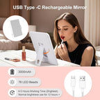 Makeup Case with LED Light Mirror, Professional Portable Travel Cosmetic Organizer Bah with Adjustable Dividers, USB Charging, Large Capacity, Ideal for Travel, Gift for Women Girls, Black