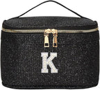 EURYNOME Makeup Bag with Custom Letter K, Water-Resistant Travel Organizer Pouch, (8.3x5.1x5.1 Inch) Cosmetic Case for Women