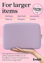 Embla Makeup Bag Travel Cosmetics Pouch and Toiletry Bag, Nylon Zipper Pouch Purse, Cute Make Up Organizer Storage Tote for Women Girls, Waterproof Travel Skincare Case, Large Makeup Bags, Lilac