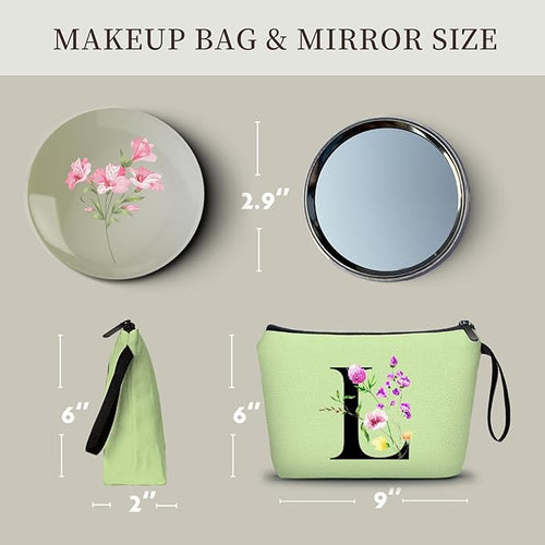 Birthday Friendship Bridesmaid Team Gifts for Employees Women Mom Aunt Daughter Teenage Girl Personalized Make up Cosmetic Bag Travel with Mirror Mothers Day Christmas Graduation L