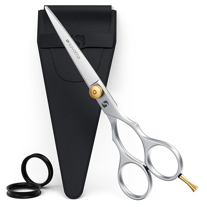 Suvorna 6" hair scissors for professional, barber & hairdresser - hair shears for cutting, trimming, grooming, precision, facial hair - Right Hand hair cutting scissors for men, women, kids, adults.