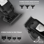 Karrte Professional Hair Clippers and Trimmer Set for Men, T-Shaper Trimmer & Foil Shaver, Nose & Ear Hair Trimmer, Cordless Clippers and Grooming Set, Hair Cutting Kit with LED Display Black