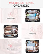 BAGSMART Small Makeup Bag, Travel Cosmetic Bag Make Up Pouch Small Travel Zipper Pouch,Water-resistant Toiletry Bag,Makeup Organizer Bag for Women, Black