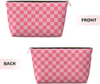 Womens Leather Makeup Bag Cosmetic Bag Travel Toiletry Bags Make Up Bags for Women Adult (Elegant Pink)