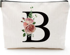 Initial A-Z Personalized Letter Makeup Bag, Monogrammed Bridesmaid Gifts/Presents Cosmetic Bag, Portable Stationery Storage Organizer Pouch, Friendship Love Travel Makeup Bags