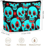 Women's Fashion Zipper Cosmetic Case, Portable Makeup Case, Personality Toiletry Bag, Travel Cosmetic Toiletry Bag Halloween Cool Red Blood Zombie Skull