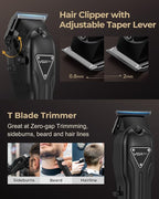 Electric Hair Clippers for Men, Cordless Clipper and Trimmer Set, Clippers for Hair Cutting Kit with Long Battery Life, Hair Grooming Trimmer for Family Kids and Self-Haircut Use