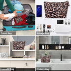 Makeup Bags for Purse Zipper Cosmetic Pouch Large Travel Make Up Organizer Tool Pouch for Women, Leopard