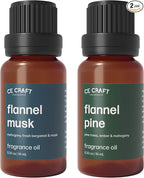CE Craft Premium Fragrance Oil Pair for Diffusers - Flannel Musk + Flannel Pine – Diffuser Oils Fragrances Scented for Home, Candle Soap Making Supplies, Aromatherapy Blends for House (10 mL)