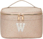 EURYNOME Makeup Bag with Custom Letter W, Water-Resistant Travel Organizer Pouch, (8.3x5.1x5.1 Inch) Cosmetic Case for Women