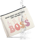 Makeup Bag - Thank You Gifts for Boss Lady, Appreciation Gift for Female Boss - Never Forget the Difference She Makes - Cosmetic Bag with Zipper Makeup Pouch