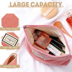 Sanwuta 4 Pack Velvet Makeup Bag Cosmetic Bag for Women Large Capacity Corduroy Pouch Zipper Canvas Travel Toiletry Purse Make up Organizer Case Accessories(Elegant Color,Plaid)